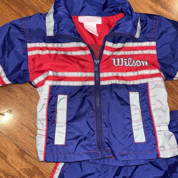 Vintage 12 Month Wilson Blue Red Track Suit Wind Suit Nylon Y2k Full House - Picture 6 of 6